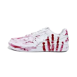 XTEP Кроссовки Air Force One Slip, дышащие, увеличивающие рост, низкие, для скейтбординга, мужские, белые, красные