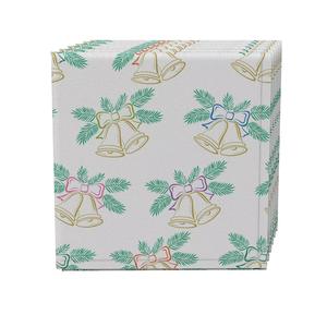 Набор салфеток из 4 шт., 100 % хлопок, 20x20 дюймов, золотые колокольчики и ленты.