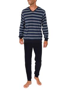 NORMANN Пижама из махровой ткани с длинными рукавами и манжетами, синего цвета