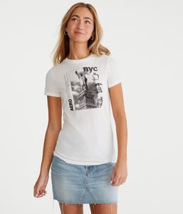 Футболка Aeropostale Nyc с изображением Статуи Свободы, цвет bleach