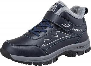 Мужские и женские зимние ботинки, утепленные флисом, слипоны на щиколотку, легкие ботинки с меховой подкладкой, модные спортивные ходовые туфли Generic, #B05-Dark Blue