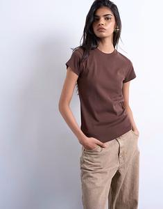 Повседневная футболка шоколадно-коричневого цвета Topshop