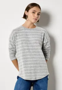 Абрикосовый топ с полосками и длинными рукавами, мягкий на ощупь. Apricot, Grey