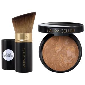 Корректирующая запеченная пудра-основа Balance and Brighten + кисть кабуки Laura Geller, 0.32 oz/9 g, Tan