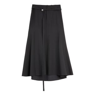 ELLE Повседневная длинная юбка женская черная умеренная мидли A-силуэт