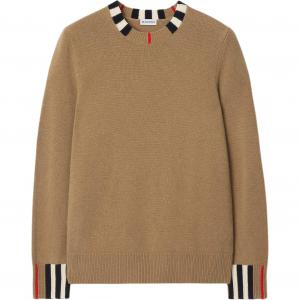 Burberry Архивная бежевая кашемировая толстовка Icon Stripe Trim