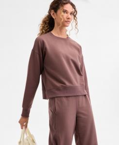 Женская толстовка с круглым вырезом и разрезами по низу, эксклюзивно для Macy's ID Ideology, Brown