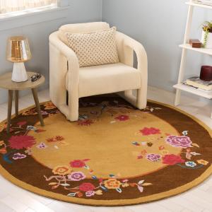 Ковер SAFAVIEH, 183 x 183 см, Metro Collection, Gold & Brown, ручной работы из шерсти, идеально для гостиной, спальни, столовой (MET729D)