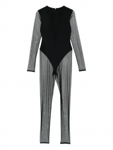 Сетчатый комбинезон Pure Tentation с V-образным вырезом Maison Close, черный