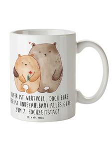 Кружка на 7-ю годовщину свадьбы (медная свадьба) с надписью белого цвета Mr. & Mrs. Panda