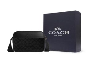 COACH Искусственная кожа Грэм плечевая сумка через плечо среднего размера мужская черная с кожаными вставками