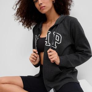 Толстовка на молнии с капюшоном и вышитым логотипом Gap, серый