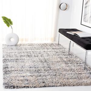 Ковер SAFAVIEH, 305 x 427 см, Fontana Shag Collection, Grey & Ivory, современный дизайн, не линяет и прост в уходе, идеален для помещений с высокой проходимостью в гостиной, спальне (FNT856G)