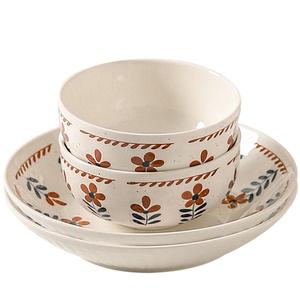 Тарелка KAWASIMAYA, 4.5-Inch Rice Bowl (2 Pcs)+7-Inch Striped Deep Plate (2 Pcs)