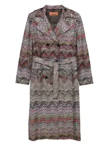 Тренч из вискозной смеси с разноцветным узором Missoni, серый
