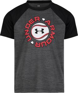 Детская футболка Under Armour с коротким рукавом и круглым вырезом, легкая и дышащая., Raglan Black