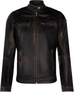 Мужская мотоциклетная куртка из 100% натуральной кожи с застежкой-молнией Infinity Leather, Black rubbing