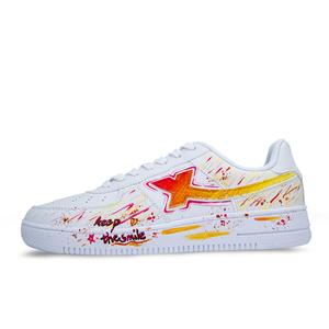 XTEP Кроссовки Air Force One Quick Dry, износостойкие, дышащие, низкие, для скейтбординга, мужские, белые, оранжево-желтые