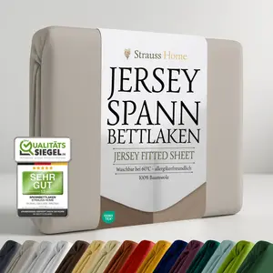 Простыня на резинке Jersey, высота 40 см, 100% хлопок, большого размера, 180 x 220-200 x 220 см, для водяных кроватей и кроватей с пружинным блоком (темно-серый) Strauss Home