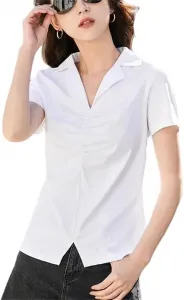 Женская футболка с коротким рукавом летняя Casual Slim Fit Plus Size с воротником