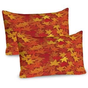ABAKUHAUS Оранжевые чехлы для подушек, набор из 2 шт., красочные осенне-осенние кленовые листья в необычном дизайне с принтом Nature Art, чехол для подушки с декоративным принтом, 80 x 40 см, ярко-оранжевый