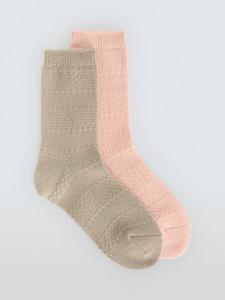 Текстурированные носки до щиколотки из шерстяной смеси John Lewis, Pack of 2, Grey/Pink
