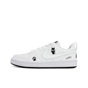 Nike Детские износостойкие низкие скейтбордистские кроссовки Court Borough Gluttonous Cat, черные и белые, для подростков