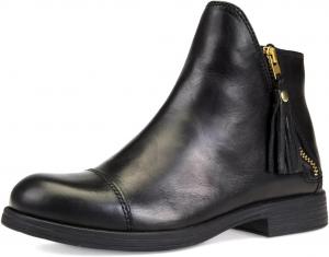 Женские ботильоны на низком каблуке с круглым носком, боковой молнией, грубой подошвой, модные туфли для ходьбы, размеры 4-16 US Wo wagas, Black