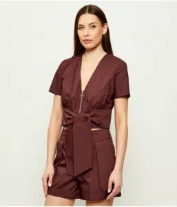 Блуза cropped fit Patrizia Pepe, коричневый