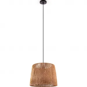 Подвесной светильник Hugo Amadeo E27 для гостиной и столовой, абажур из бумаги в стиле бохо с эффектом ротанга Paco Home, Natur schwarz