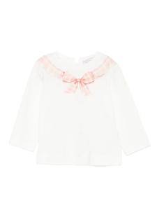 Топ с бантом в клетку Monnalisa, белый