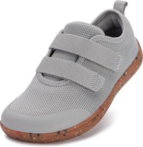 Детские кроссовки WHITIN для малышей/детей младшего возраста с широкой колодкой, Минималистичные кроссовки для мальчиков/девочек, Подошва без перепада высоты, Натуральные материалы, учитывающие рост ребенка, светло-серый
