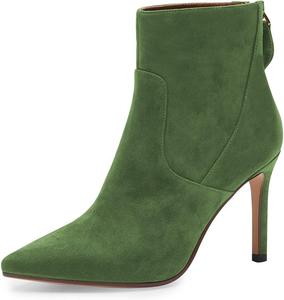 Женские ботильоны FSJ в ретро стиле с заостренным носком, высоким каблуком-стилето и молнией сзади, повседневная уличная обувь для женщин, размеры 4-15 US, Green