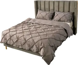 Комплект постельного белья 228x288 см из полиэфирного волокна, 3 предмета - серый пододеяльник, мягкие пушистые пододеяльники на молнии и 2 наволочки размером 50x75 см CANDeal