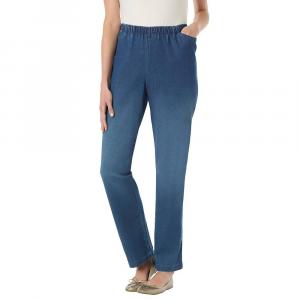 Женские джинсы Fineline размера плюс для миниатюрных женщин с прямыми штанинами Woman Within, цвет Stonewash Sanded