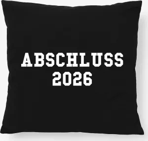 Подушка Huuraa Выпускной 2026, подарок на выпускной, 40x40 см, с наполнителем, черный хлопок, украшение на выпускной 2026 Hellweg Druckerei