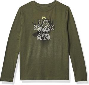 Футболка Boys' Ua с символом "Нет риска, нет награды" с длинным рукавом Under Armour, Marine Od Green-F20