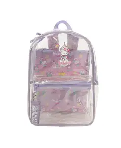 Рюкзак прозрачный с блестками 16,5" с принтом персонажей & Friends Hello Kitty, фиолетовый