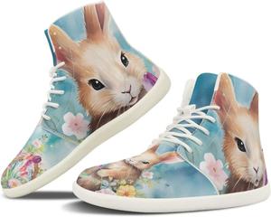 Женские сандалии босиком, высокие модные туфли, широкий размер, кожаные кроссовки на шнуровке с нулевым перепадом, подарки на День Святого Валентина, День Святого Патрика и Пасху, размеры US 6-13,5 Quxjehoe, Bunny