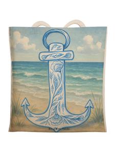 Mr. & Mrs. Panda Сумка-шоппер с якорем, синего цвета, без надписи, белого цвета