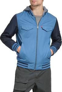 Мужская университетская куртка-бомбер Levi's Colorblock, Blue Horizon/Fleece Hood