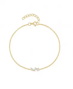 Браслет-Цепочка из стерлингового серебра 18 карат с позолотой и кубическими цирконами круглой, грушевидной и изумрудной огранки Hollywood Sensation, gold