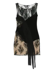Атласное платье мини с кружевом Gemy Maalouf, черный