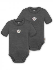 Normani Outdoor Sports Комплект из 2 унисекс детских боди с короткими рукавами из мериносовой шерсти с застежками-кнопками, антрацитового цвета