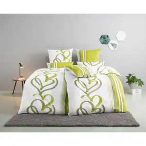 Мое домашнее постельное белье» Площадь по размерам. 135х200 или 155х220 см", постельное белье разного качества My Home, зеленый/белый