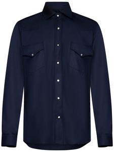 FRANZESE COLLECTION рубашка из натуральной шерсти, синий