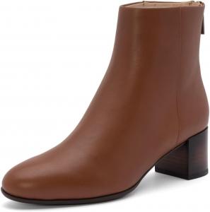 Женские ботильоны ABEO Plaza Back Zip | Осенние сапоги для женщин | Водостойкая кожа | Встроенная ортопедическая стелька, Dark Tan