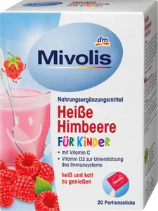 Напиток горячий малиновый детский порционные палочки 20 шт. 100г. Mivolis