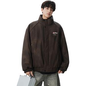 Пуховик Unisex Stand Collar с флисовой подкладкой WARRIOR, coffee (diy badge)