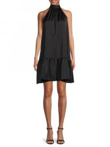 Платье из атласного волана с бантом Renee C., черный